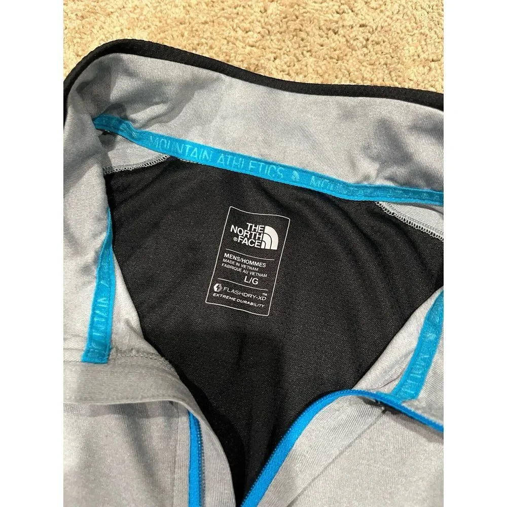 The North Face Pullover Mens L‎ Gray Blue Mountain Athletics 1/4 Zip FlashDry-XD